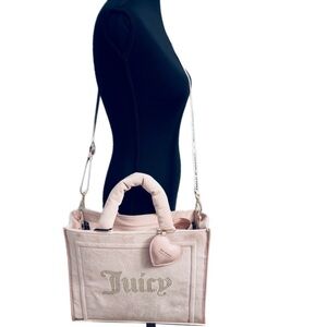 NWT Juicy Couture Pink Diamond Tote Crossbody Large Bag Velour $99 New Gift
